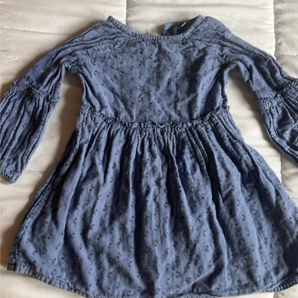 Toddler Casual Sundress with Bishop Sleeves and Crew Neck
